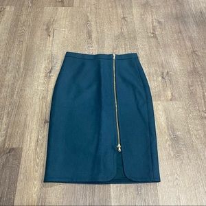 Vintage Teal Pencil Skirt with Front Zip